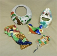 Colorful Bird Motif Ceramic Wall Pocket Selection.