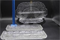 3 Pressed Glass Serving dishes