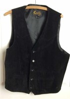 Sculls Leather Suede Vest Size 42 Black Men's
