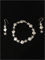 STERLING BRACELET AND EARRING SET;