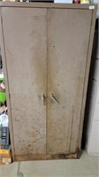LARGE SHOP CABINET WITH PAINTING SUPPLIES