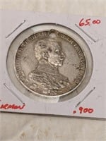 1913 5 Mark German Silver