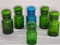 Vintage glass apothecary jars made in Belgium