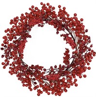 ARMUKTE 22 Inch Christmas Wreath, Red Berry