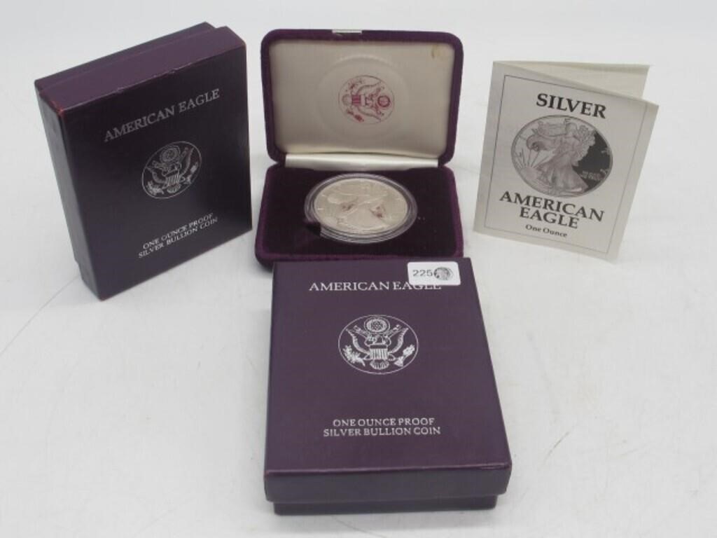 LOT OF 2 PROOF 1992 AMERICAN EAGLES IN BOX W/ COA