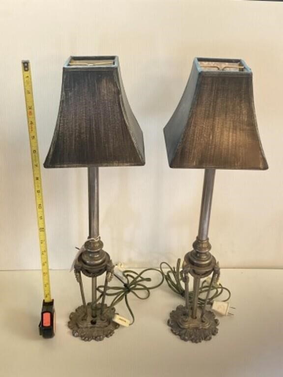 Pair of Silver Urn Pedestal Lamps