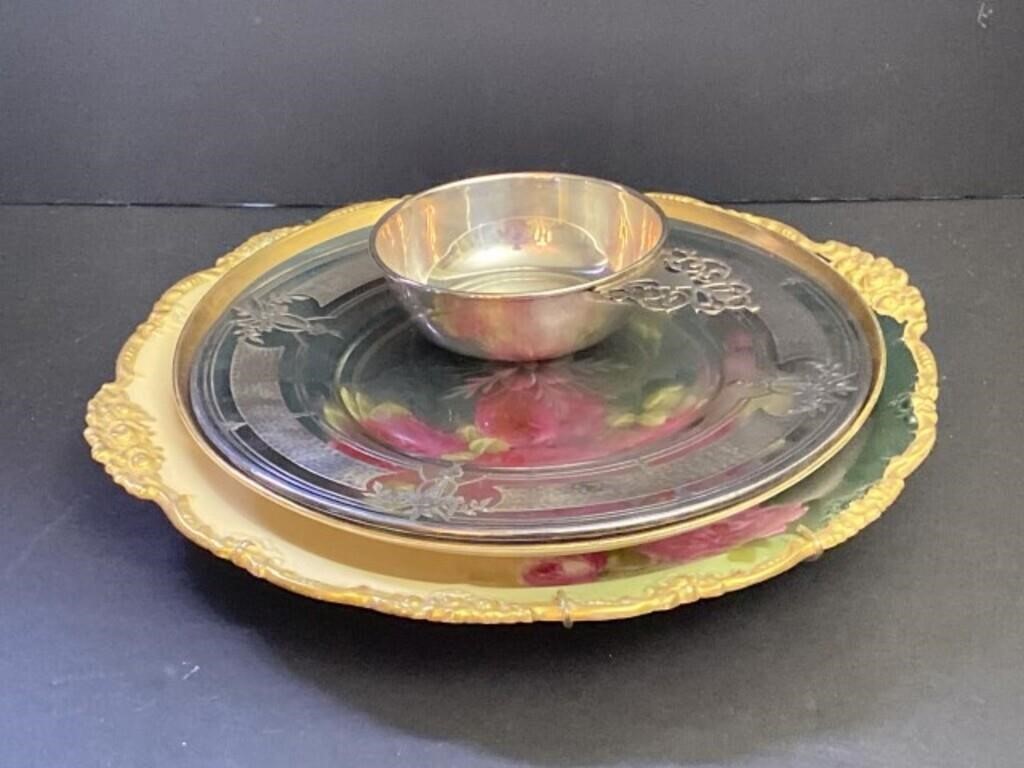 French Hand Painted 14" Charger, German 11"