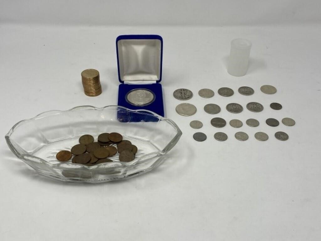 Mixed Lot of Coins - Some 90%, Sterling Medallion,