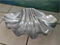 Large Aluminum Seashell Bowl. 18" x 12" x 6"