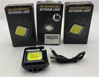 3 New Rechargeable Keychain Lights Cob