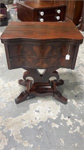 Early Mahogany Empire Flip Top Two Drawer Stand