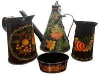 Vintage Toleware, Watering Can, Pitchers, and More