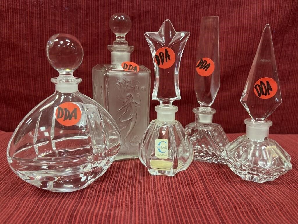 5 Crystal perfume bottles