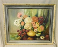 Thera Case Still Life Oil on Canvas, Signed.