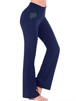 SM66  Hanerdun Yoga Pants Bootcut, Navy Blue XL