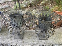 Pair of decorative metal planters