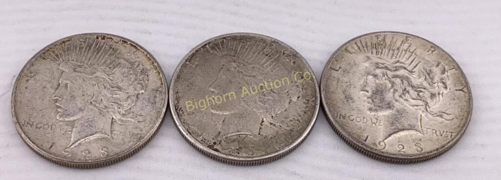 1923-S Peace Silver Dollars 3 Pc Lot
