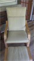 Leather & Wood Chair & Ottoman