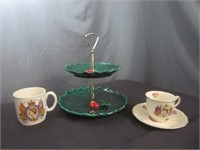 Christmas 2-Tier Serving Tray , QEII Cup & Saucer