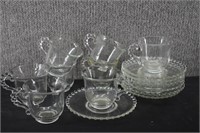 8 Imperial Candlewick Crystal Cups & Saucers