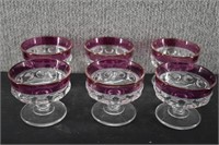 6 Tiffin Kings Crown Cranberry Flash Glasses