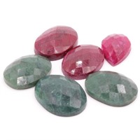 CERT 103.50 Ct Faceted Ruby & Emerald Gemstones Lo