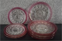 Lot of Tiffin Kings Crown Cranberry Flash Plates