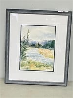 framed watercolor landscape - Gibson '84