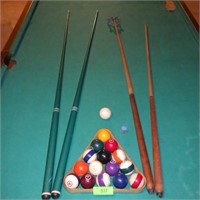 POOL STICKS, BALLS, RACK (POOL TABLE OPTIONAL)