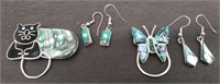 Alpaca Mexico Jewelry - 2 Pins, 2 Pair Earrings