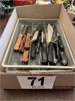 Box Lot of Kitchen Knives and SIlverware