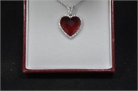 Large ruby heart necklace