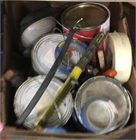 Box of paints and supplies