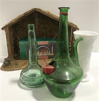 Vintage Italian wine pitcher, milk glass and