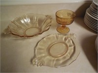 (3) Yellow/Amber Color Dishes