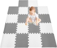 18 Pc Tiles Foam Play Mats  Gray & White Border