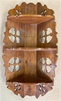 LOVLEY 1800'S SOLID WALNUT HANGING CORNER SHELF