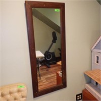 VINTAGE OAK FRAMED MIRROR 21 x 49