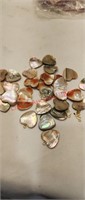Abalone natural heart shape beads 29 total