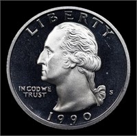 Proof 1990-s Washington Quarter 25c Grades GEM++ P