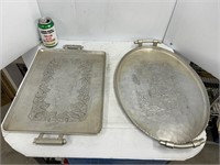 Lot of two decorative serving trays