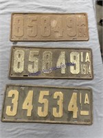 OLD IOWA LICENSE PLATES