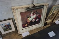 Oilette of flower arrangement in ornate frame