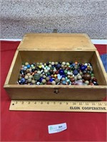 Wood box with Old Marbles