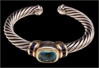 David Yurman 925, 14K, Topaz, Iolite Cuff Bracelet