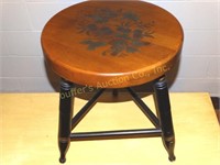Hitchcock hand painted stool 14" x 18"