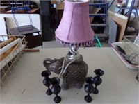 Elephant lamp and vases