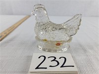 Glass Hen Candy Container- Small Chip