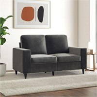 Hometrends, Cody Gray Velvet Love Seat Sofa, 2 Sea