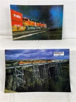 2 Prints of BNSF trains,# 1001, # 5377